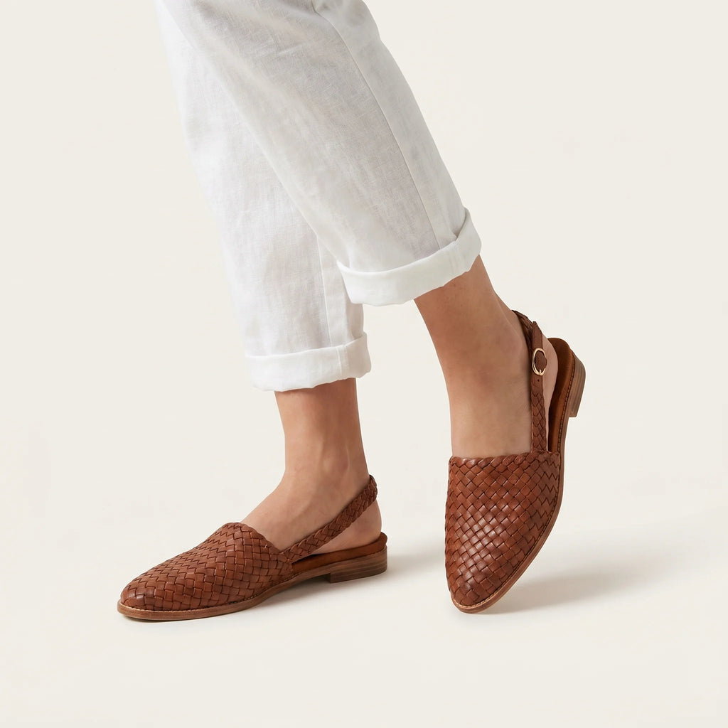 Luna Refined Woven Flats - Comfortable Everyday Elegant Shoes-Women's Flats-Brown-4-Camoufit