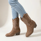 Sadie Women's Cowgirl Boots - Embroidered Block Heel Western Style-Women's Cowboy Boots-Camel-5-Camoufit