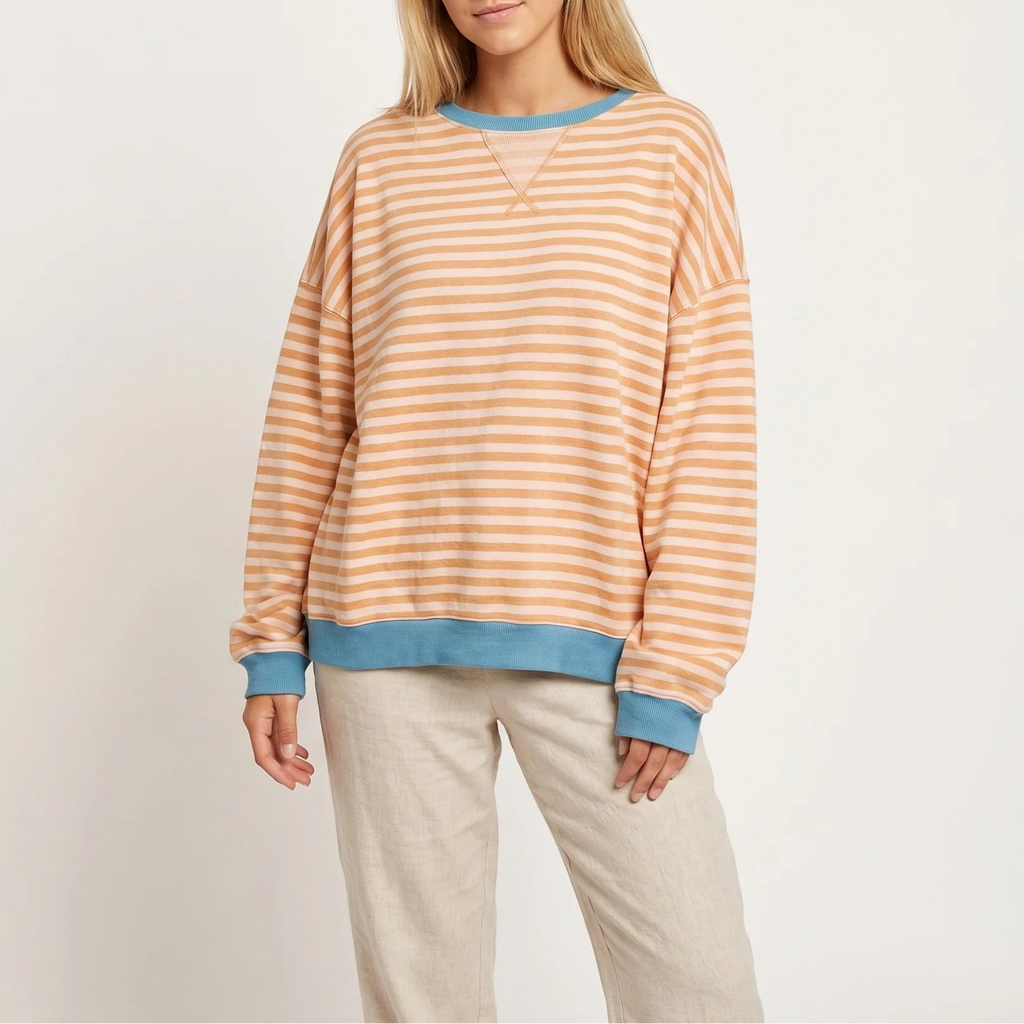 Women's Striped Oversized Sweater – Relaxed Knit Cozy Fit