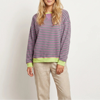 Women's Striped Oversized Sweater – Relaxed Knit Cozy Fit