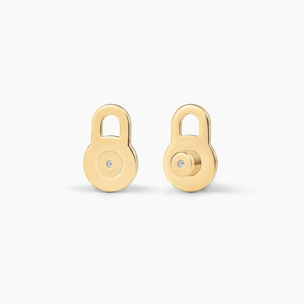 Rosavie | Earring Backings for Women - Gold Plated Padlock Lobe Lifter Secure Fit-Earrings-Gold-Camoufit