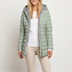Chloe Asymmetrical Puffer Coat - Hooded Warm Adjustable Fit-Puffer Jackets-Light green-S-Camoufit