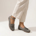 Noa | Tassel Stitch Slip-On Loafers Women Classic Comfort Fit-Women's Loafers-Grey-4-Camoufit
