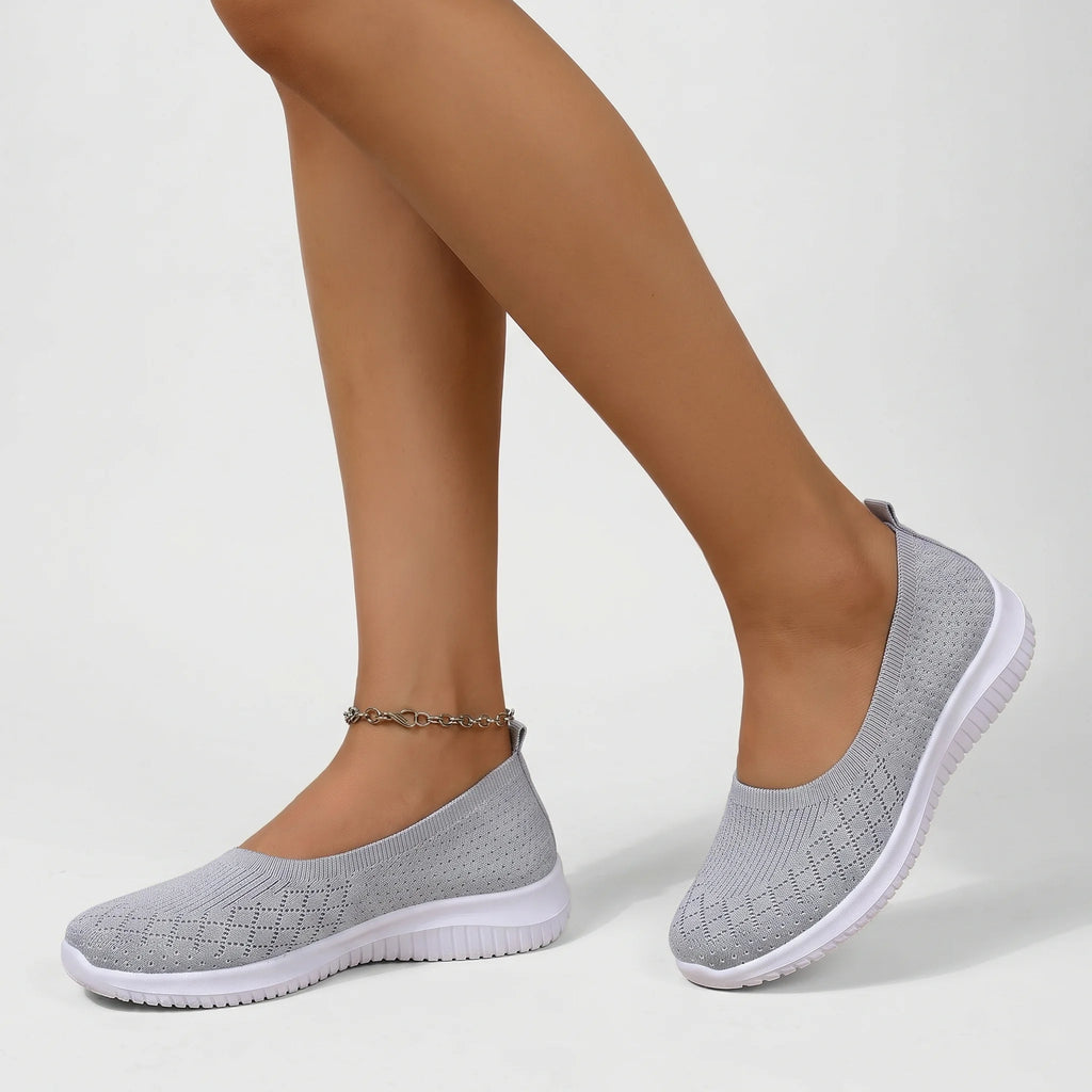 Naurelle | Women's Orthopaedic Slip On Shoes – Lightweight Support Comfort Fit-Women's Flats-Grey-4-