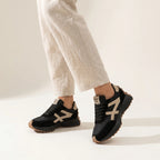 Vessora | Women's Stylish Orthopedic Sneakers – Cushioned Anti Slip Fit-Women's Sneakers-Black / Beige-4-