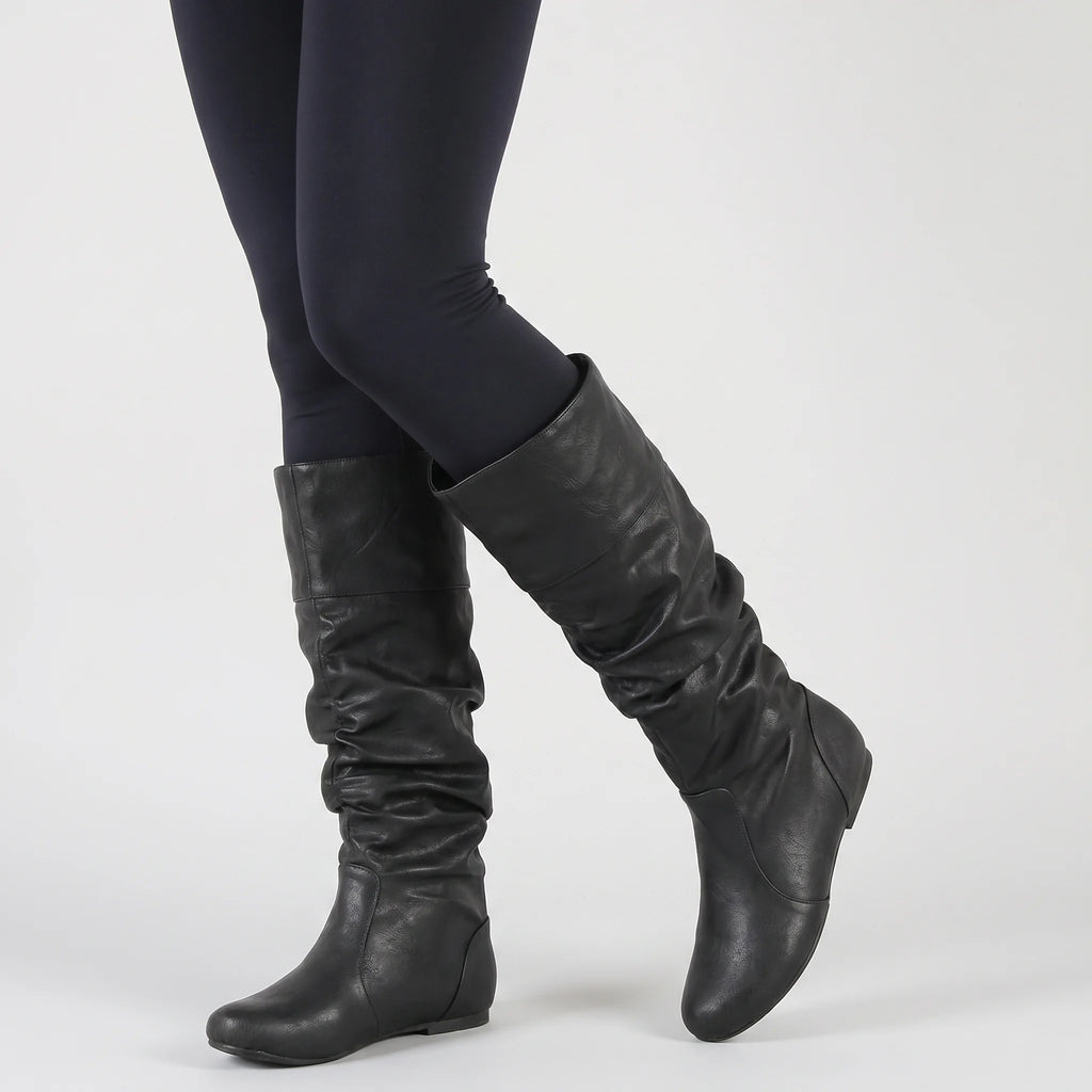 Marvelle | Women's Slouch Knee High Boots – Western Heel Elegant Fit-Women's High Boots-Black-3-Camoufit