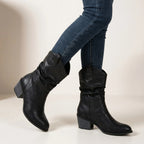 Alouette | Women's Slouch Ankle Boots – Mid Heel Western Comfort Fit-Women's Ankle Boots-Black-4-