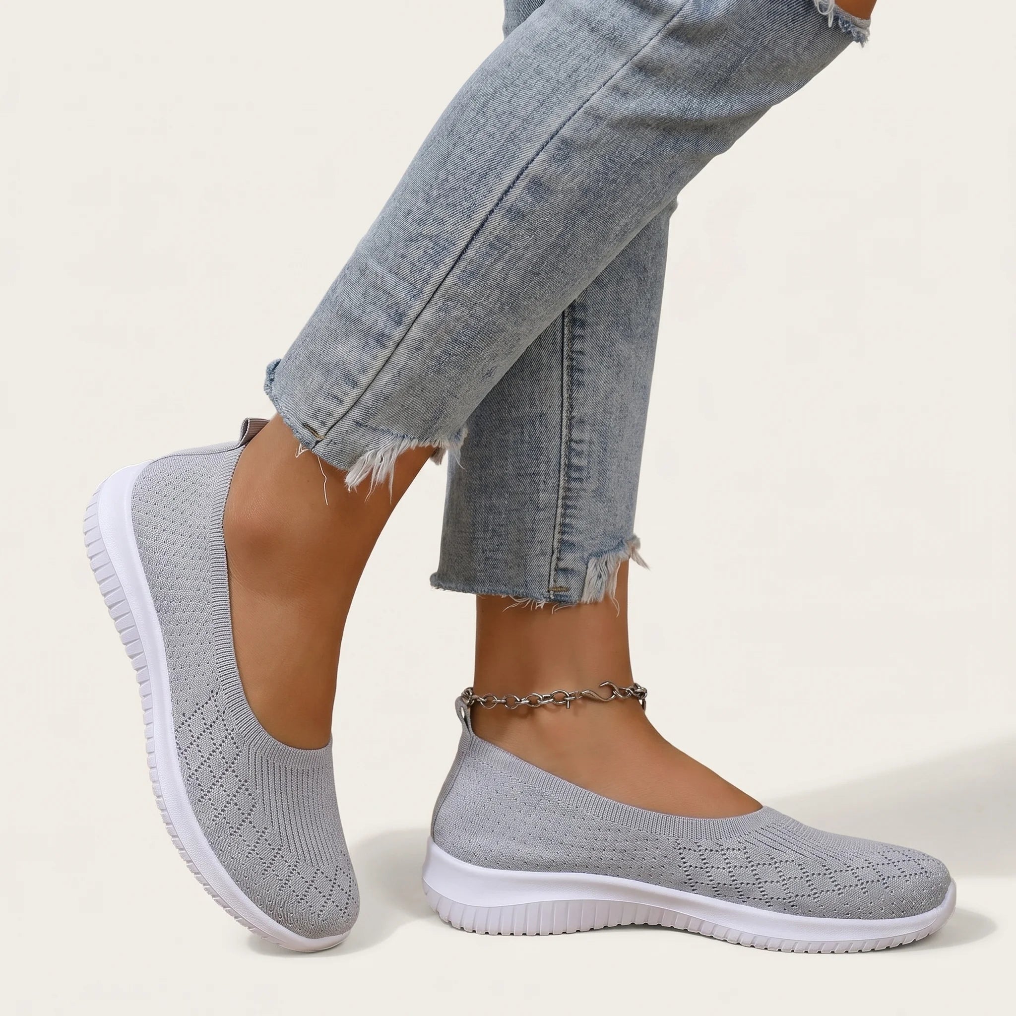 Vessora | Women's Orthopedic Slip On Shoes – Lightweight Support Comfort Fit-Women's Flats-Gray-4-