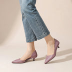 Vienna | Women’s Genuine Leather Heels – Chic Artisan Stiletto & Refined Slimming Silhouette-Kitten Heels-Pink-4-