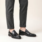 Men's Genuine Leather Loafers – Cushioned Slip On Comfort Fit-Men's Loafers-Black-5-