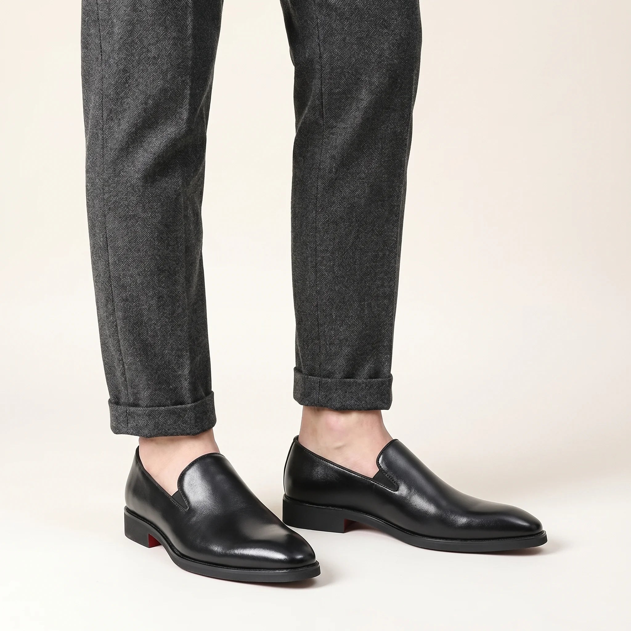 Men's Genuine Leather Loafers – Cushioned Slip On Comfort Fit-Men's Loafers-Black-5-