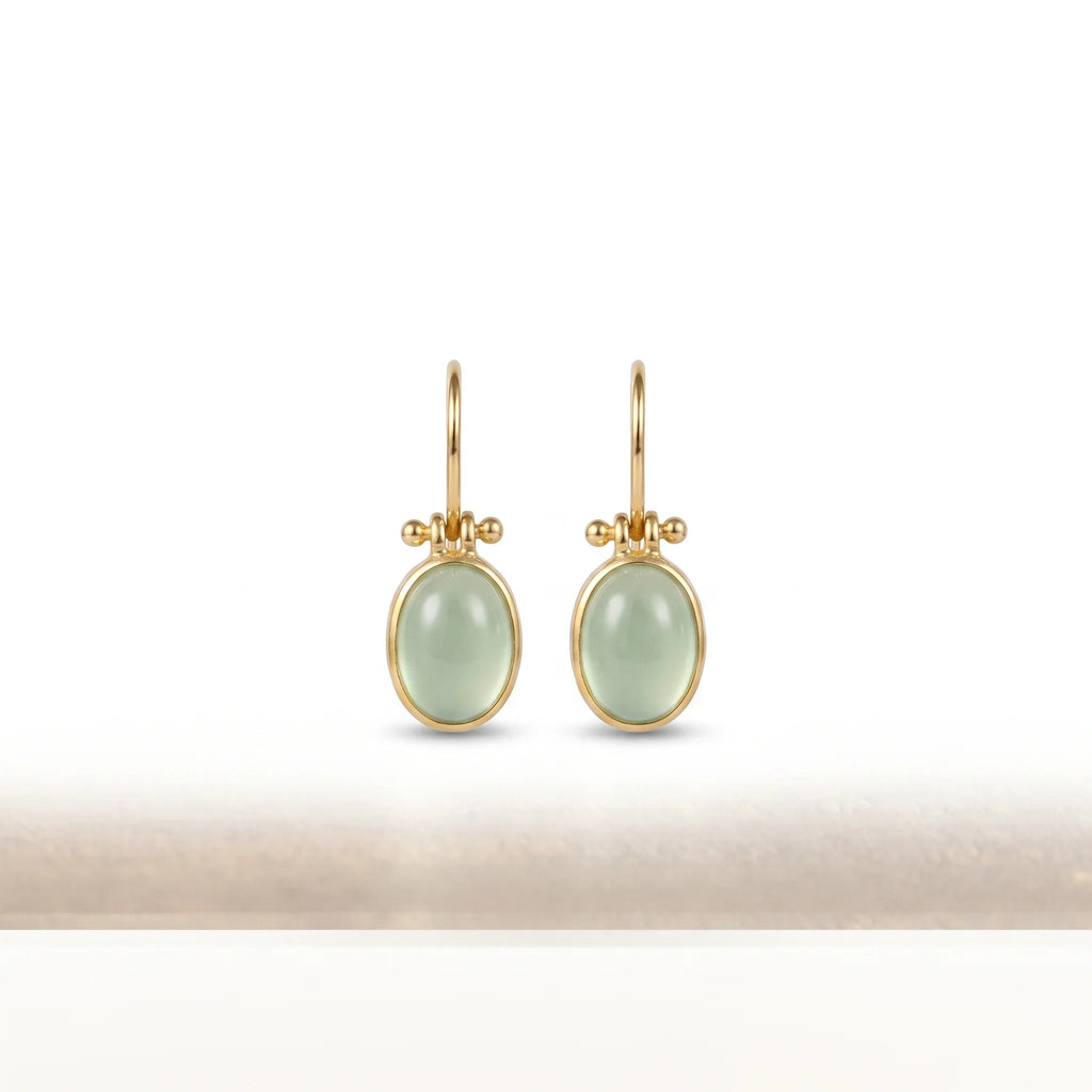 Roséa | Women's Moonstone Drop Earrings – Vintage Green Elegant Finish-Earrings-Default-