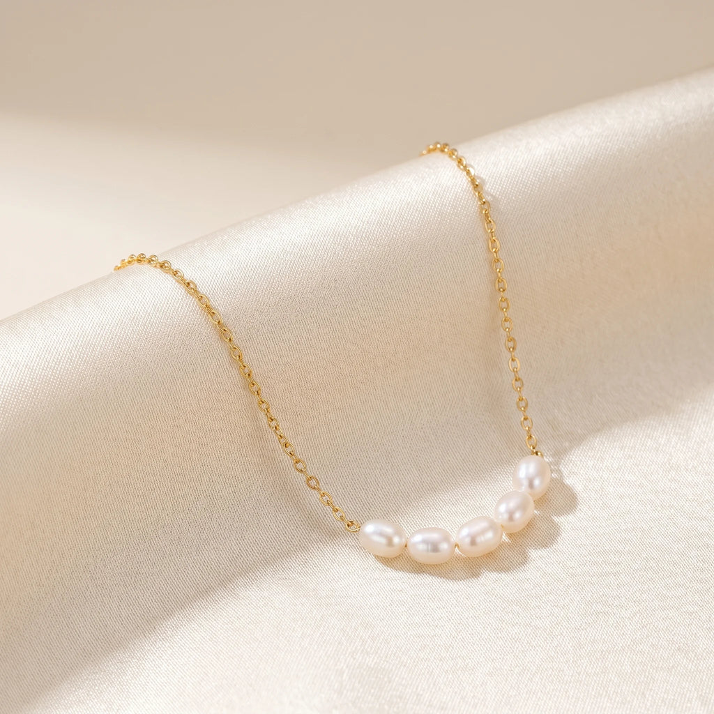 Celestine | Women's Pearl Necklace – Minimal Layered Elegant Design-Jewelry-Gold-