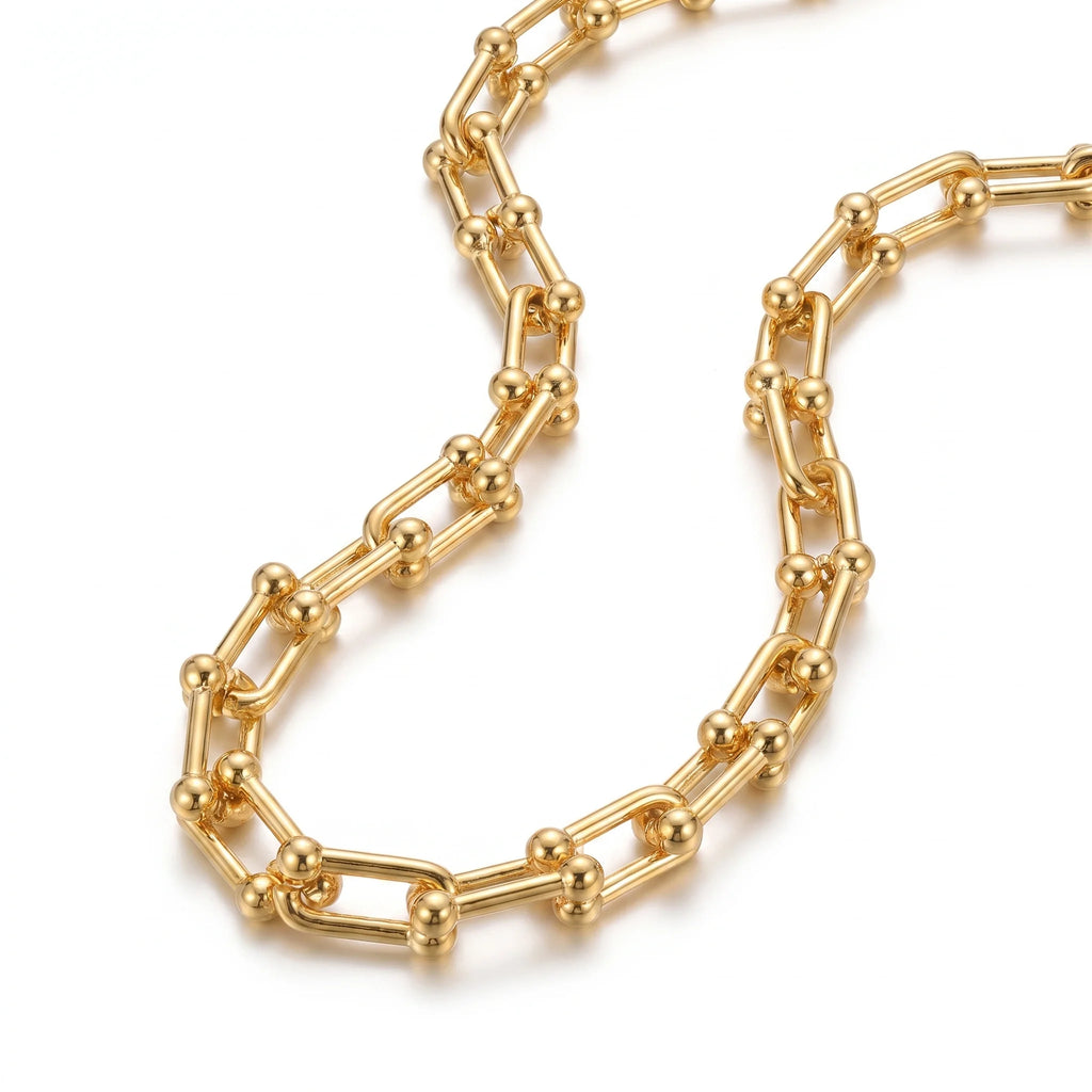 Valéne | Women's Necklace – Gold Tone Chain Link Design-Jewelry-Necklace-