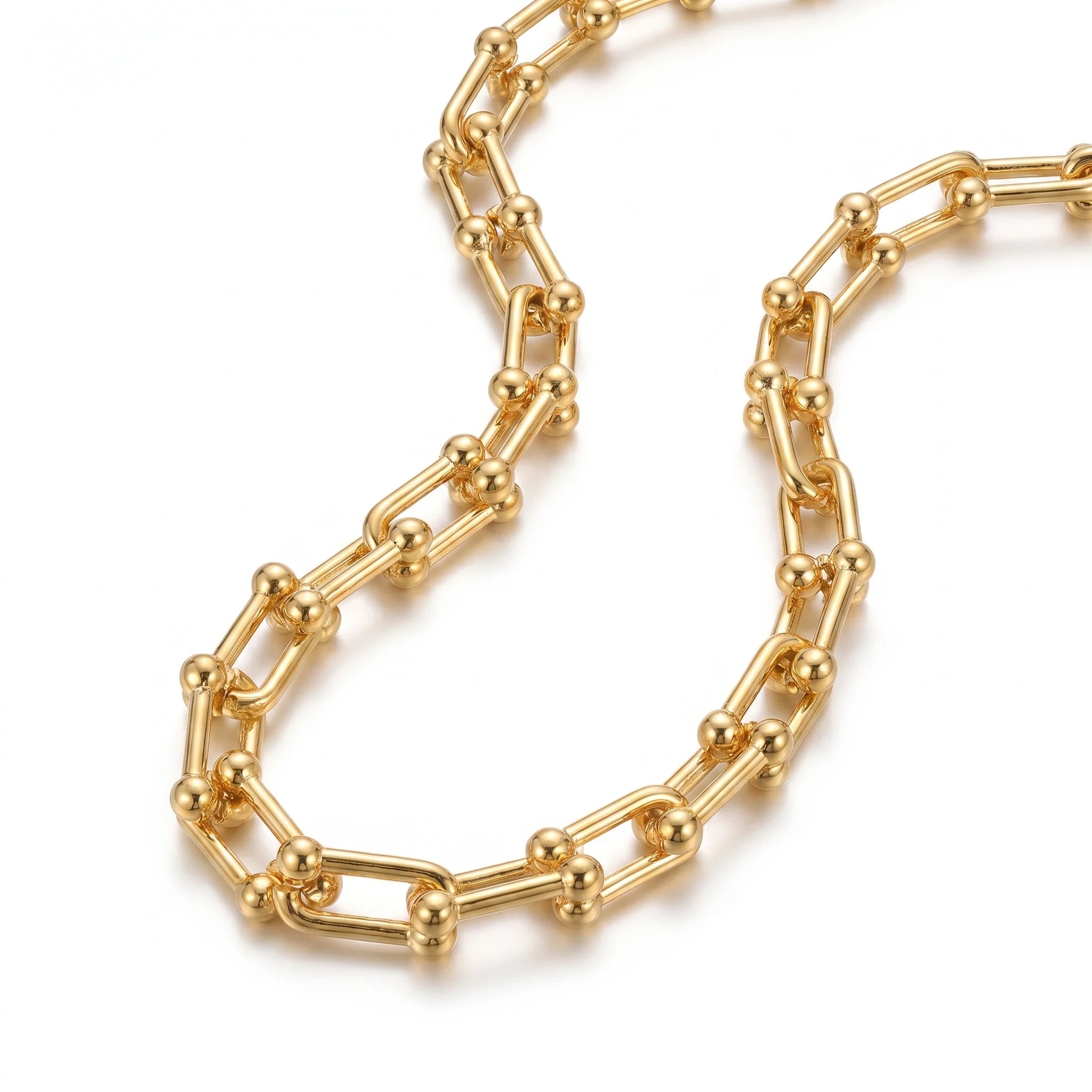 Valéne | Women's Necklace – Gold Tone Chain Link Design-Jewelry-Necklace-
