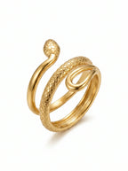 Women's Adjustable Snake Ring – Gold Serpentine Statement Design-Ring-Gold-