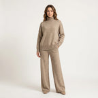 Women's Knit Turtleneck Lounge Set – Soft Wide Leg Relaxed Fit