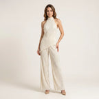 Women's Pleated Two Piece Set – Halter Wide Leg Elegant Fit