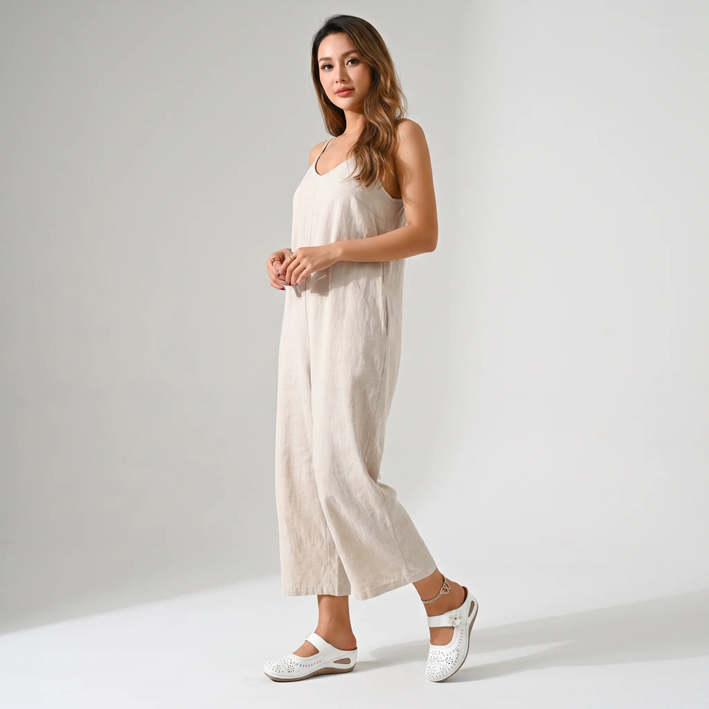 Women's Slip-On Wedge Sandals with Flower Decor Hollow Out Round Toe Closed Toe Summer Mules-Women's Slippers-White-5-