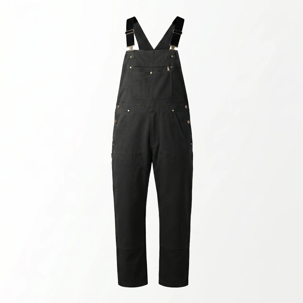 Caldor | Men's Duck Bib Overalls Canvas Workwear Dungarees with Adjustable Suspenders Straight Leg-Jumpsuits & Overalls-Black-S-
