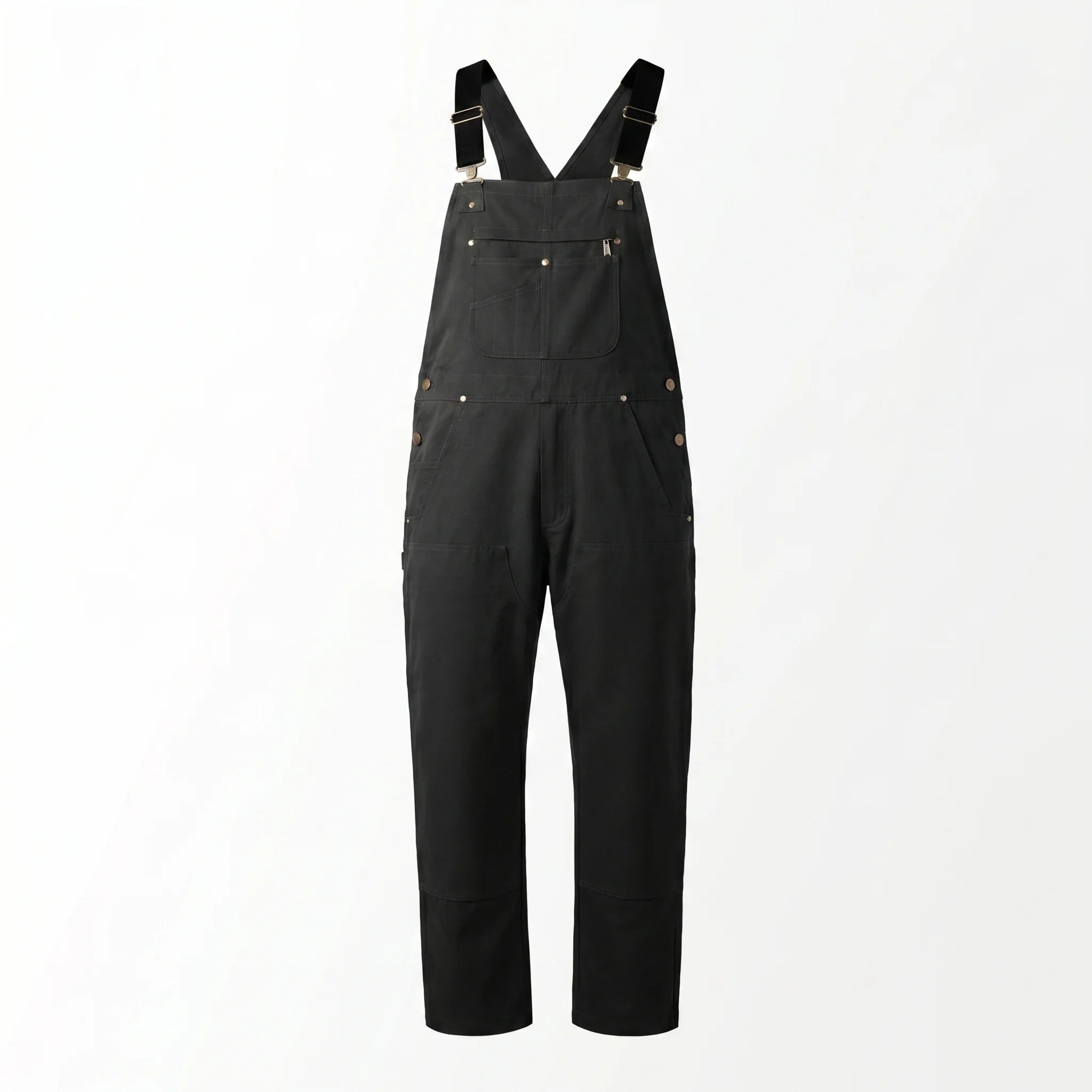 Caldor | Men's Duck Bib Overalls Canvas Workwear Dungarees with Adjustable Suspenders Straight Leg-Jumpsuits & Overalls-Black-S-