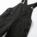 Caldor | Men's Duck Bib Overalls Canvas Workwear Dungarees with Adjustable Suspenders Straight Leg-Jumpsuits & Overalls-Black-S-