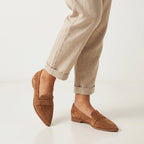 Naurelle | Suede Loafers for Women – Cushioned Slip-On Comfort Fit-Women's Loafers-Brown-4-Camoufit