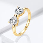 Alouette | Promise Ring for Women - Twin Heart Stone Gold Band Elegant Fit-Ring-Gold-5-Camoufit