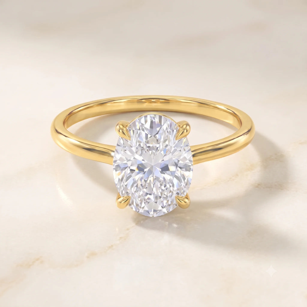 Vessia | Promise Ring for Women - Oval Cut Elevated Setting Minimalist Elegant Fit-Ring-Gold-5-Camoufit