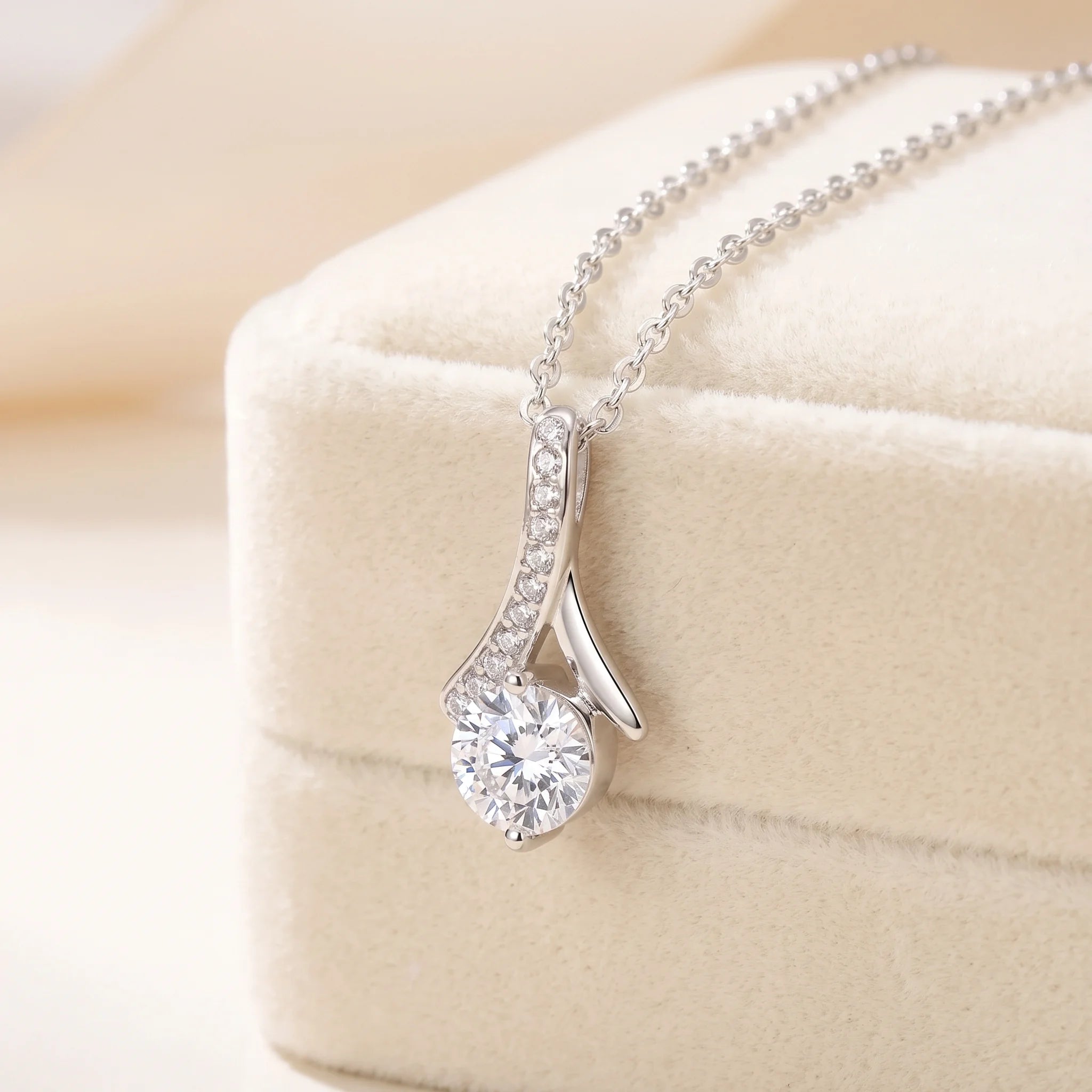 Vionelle | Alluring Pendant Necklace for Women - Silver Crystal Ribbon Elegant Fit-Necklaces-Silver-Camoufit