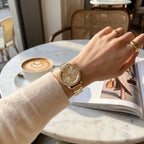 Céllia | Watch for Women - Quartz Crystal Bezel Roman Numeral Stainless Steel Elegant Fit-Watches-Rose Gold-Camoufit