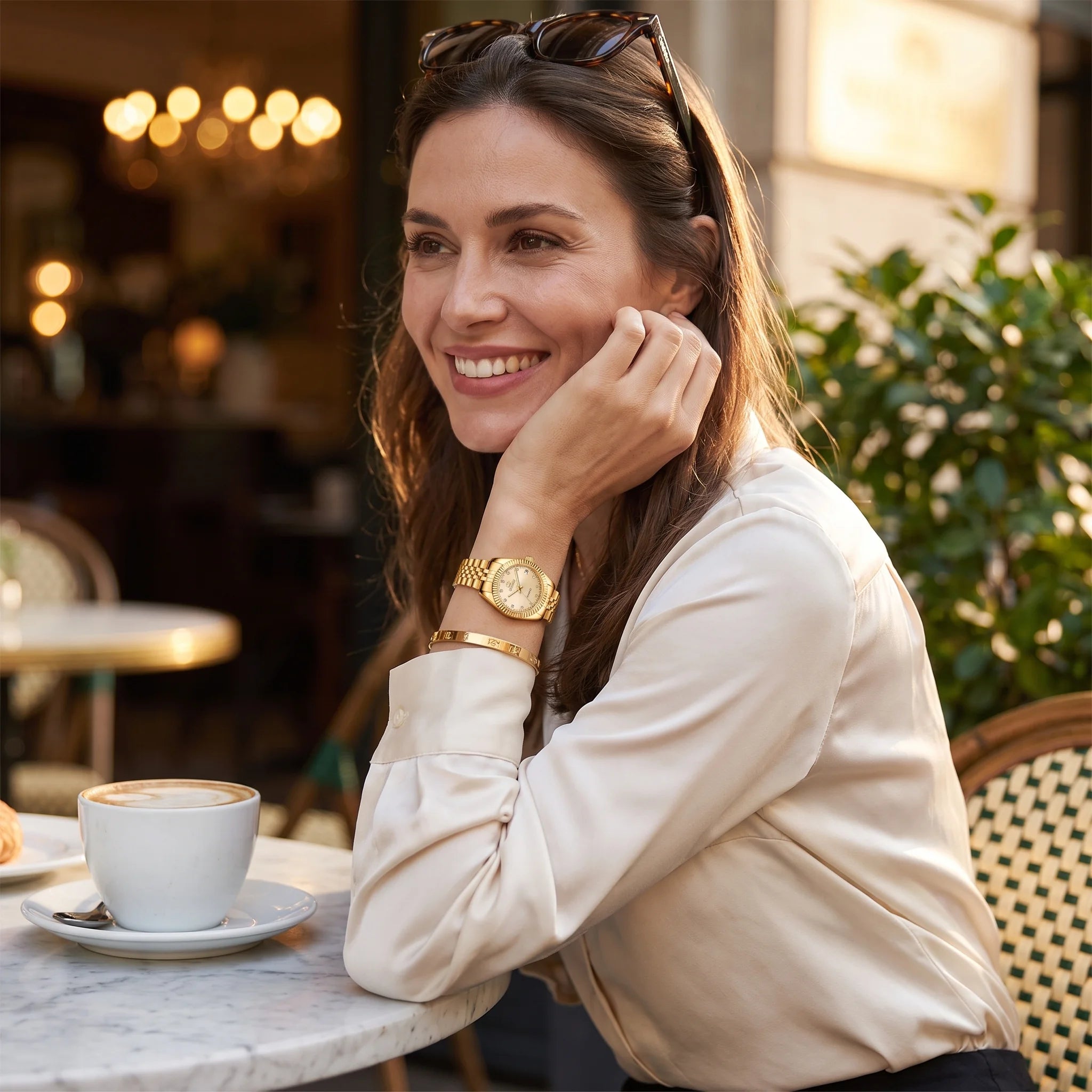 Rovina | Mini Quartz Watch for Women - Gold Zirconia Stainless Steel Analog Elegant Fit-Watches-Camoufit