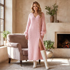 Velina | Knit Midi Dress for Women – Faux Fur Soft Relaxed Fit-Dresses-White-XS-Camoufit