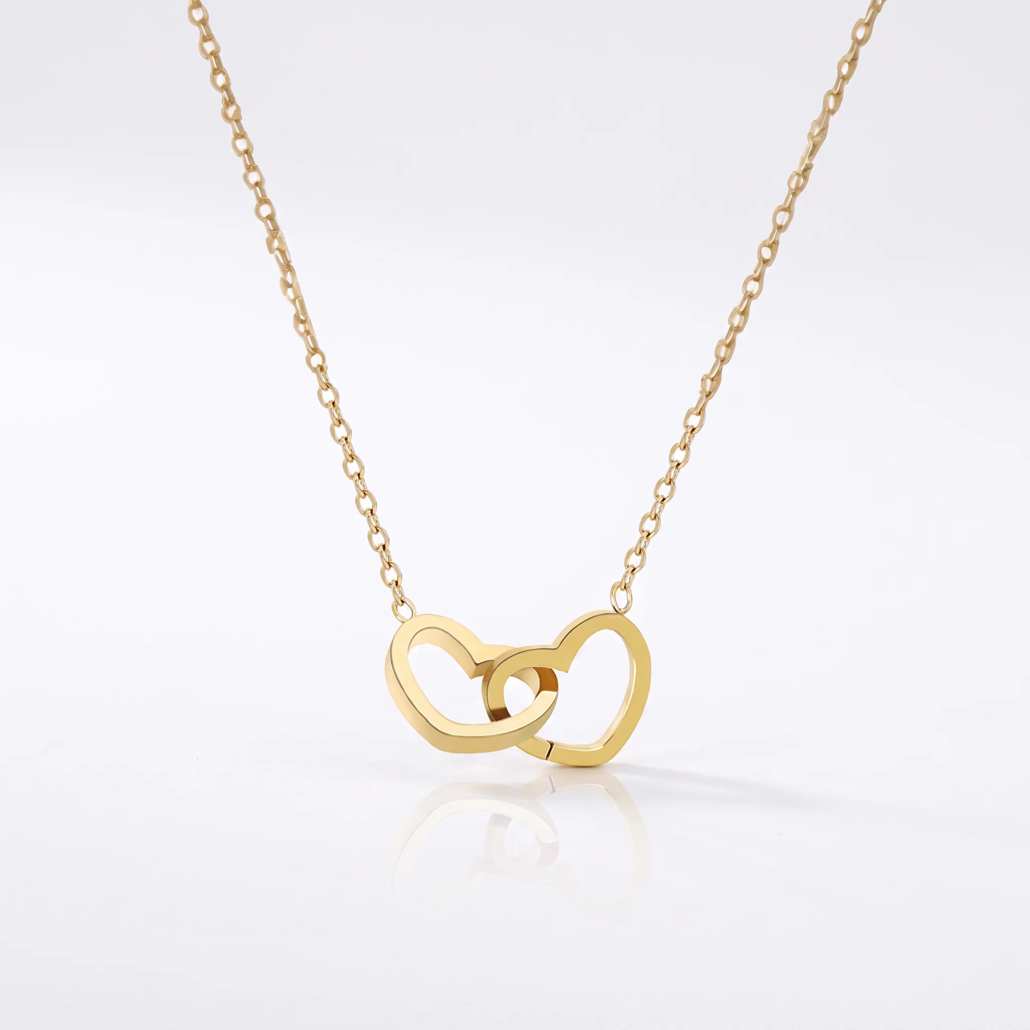 Elunara | Double Heart Necklace for Women - Stainless Steel Delicate Elegant Fit-Necklaces-Gold-Camoufit