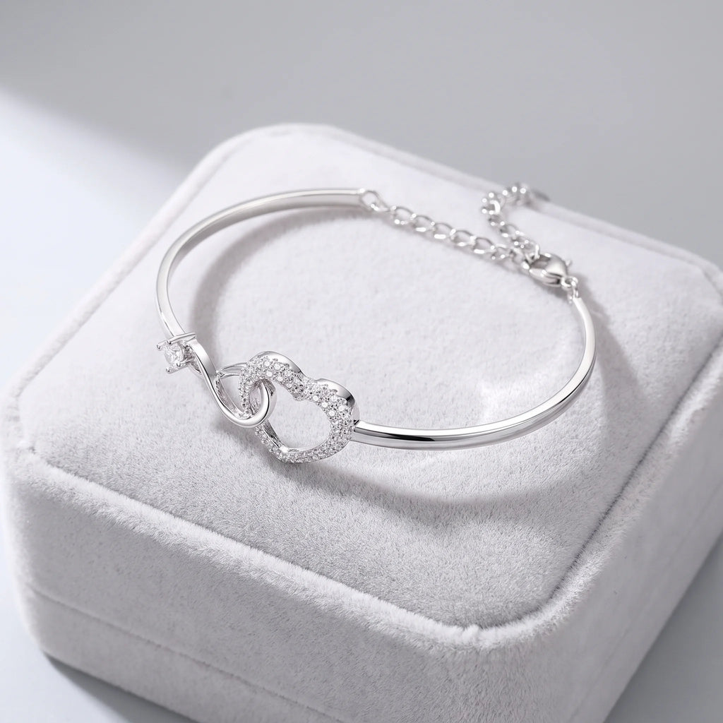 Novara | Infinity Heart Bracelet for Women - Crystal Interlocking Elegant Fit-bracelet-Silver-Camoufit