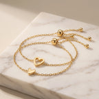 Celoura | Inspirational Bracelet for Women - Delicate Engraved Elegant Minimalist Fit-bracelet-Matching Hearts Set-Gold-Camoufit