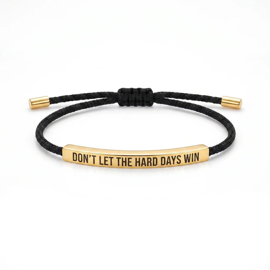 Celoura | Inspirational Bracelet for Women - Delicate Engraved Elegant Minimalist Fit-bracelet-Black and Gold-Don't Let The Hard Days Win-Camoufit