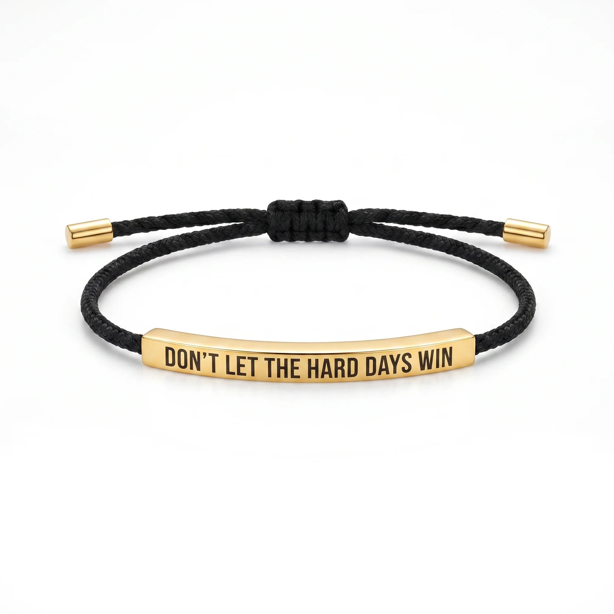Celoura | Inspirational Bracelet for Women - Delicate Engraved Elegant Minimalist Fit-bracelet-Black and Gold-Don't Let The Hard Days Win-Camoufit
