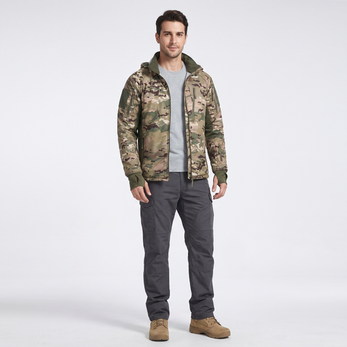 Auren | Windbreaker Tactical Jacket for Men - Packable Waterproof Detachable Hood Slim Fit-Tactical Jackets-Camo-S-Camoufit