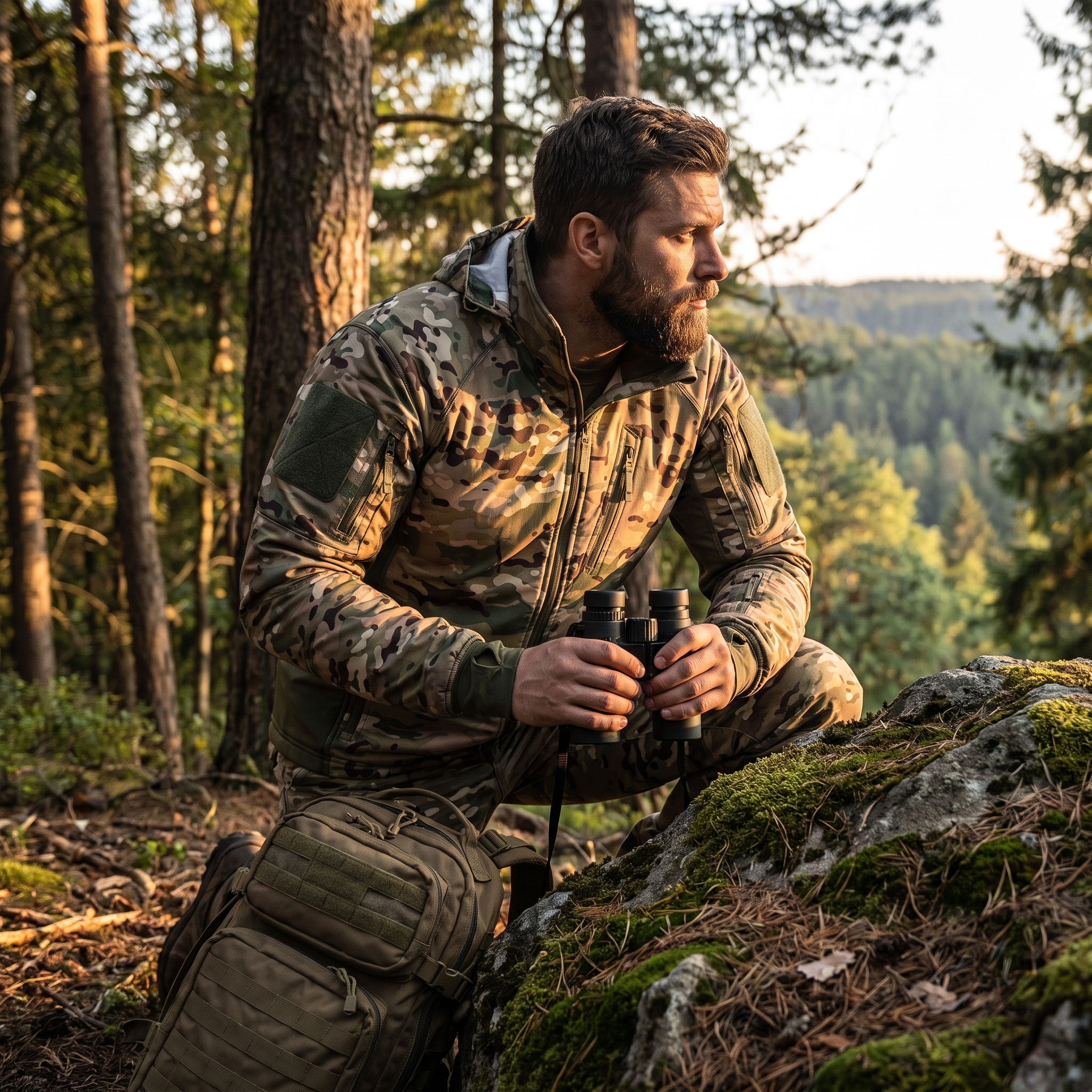 Auren | Windbreaker Tactical Jacket for Men - Packable Waterproof Detachable Hood Slim Fit-Tactical Jackets-Camo-S-Camoufit