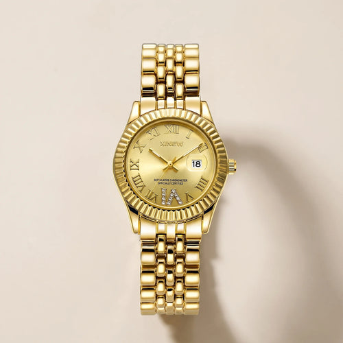 Alévia | Quartz Watch for Women - Zirconia Gold-Tone Elegant Design-Watches-Camoufit