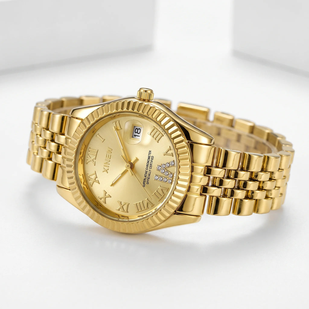 Alévia | Quartz Watch for Women - Zirconia Gold-Tone Elegant Design-Watches-Camoufit