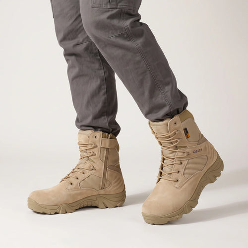 Alvero | Tactical Military Boots for Men - Waterproof Lightweight Anti-Skid Fit-Tactical Boots-Khaki-5.5-Camoufit