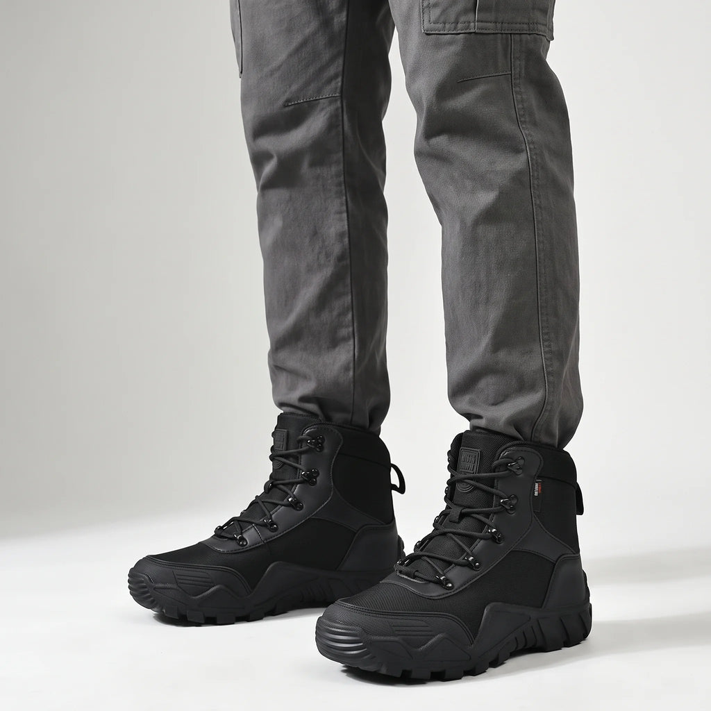 Varon | Tactical Boots for Men - Waterproof Lightweight Anti-Skid Fit-Tactical Boots-Black-5.5-Camoufit