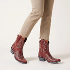 Bellune | Cowboy Boots for Women - Western Embroidered Pointed Toe Mid Calf All Season Fit-Women's Ankle Boots-Red-5-Camoufit