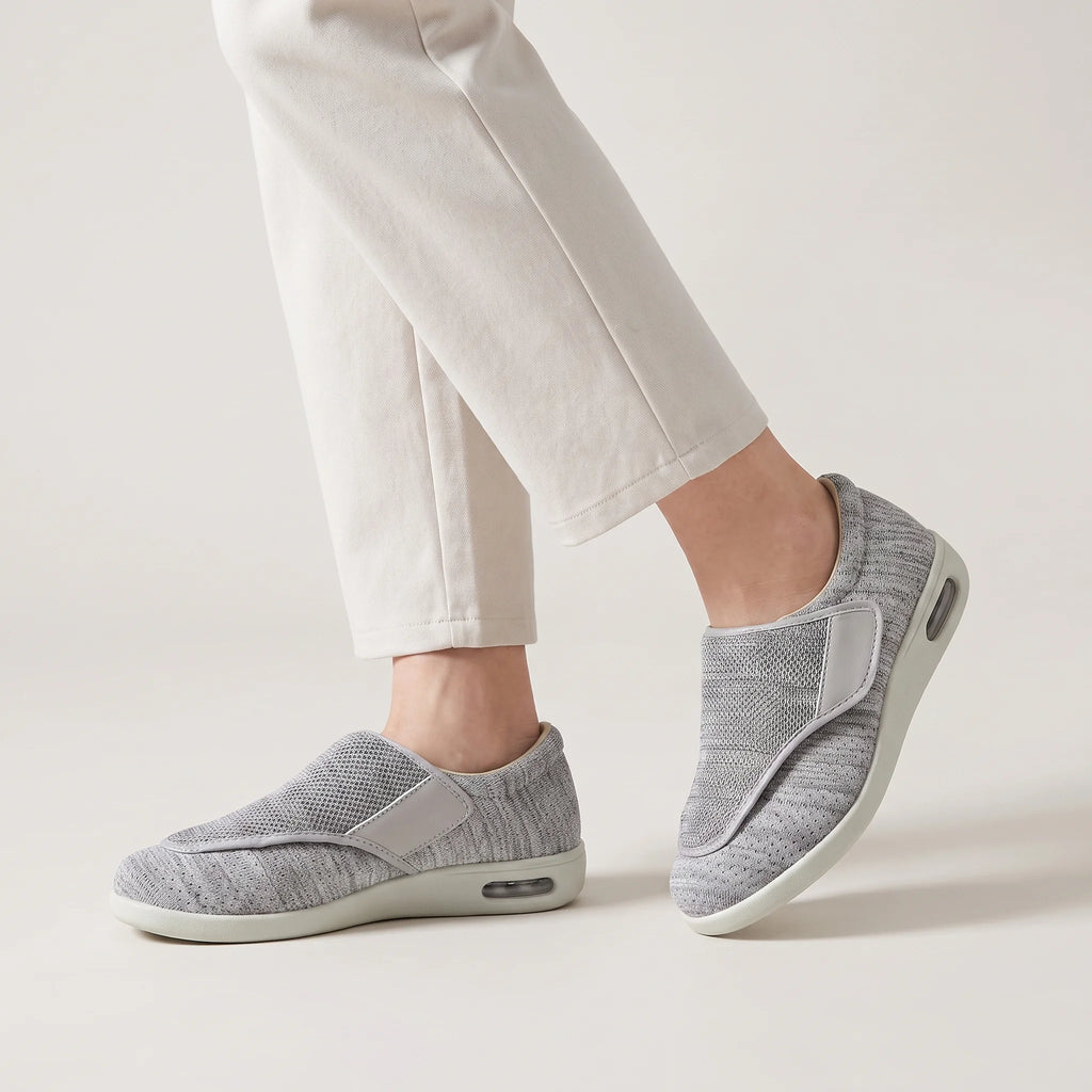 Naurelle | Wide Comfort Shoes for Women - Adjustable Velcro Cushioned Breathable Wide Fit-Women's Sneakers-Beige-4-Camoufit
