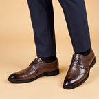 Valen | Formal Dress Loafers for Men - Rounded Toe Slip On Polished Elegant Regular Fit-Men's Oxford Shoes-Brown-6-Camoufit