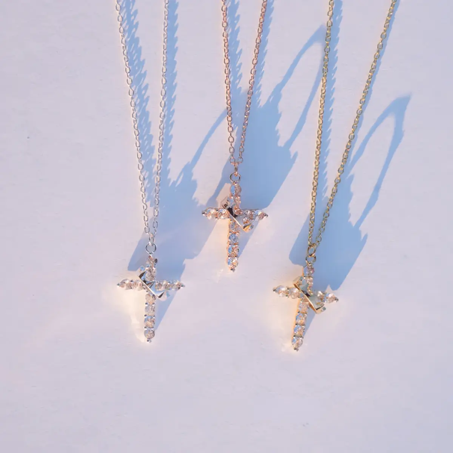 Naïra | Cross Pendant Necklace for Women - Crystal Crown Faith Delicate Elegant Fit-Necklaces-Gold-Camoufit