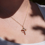 Naïra | Cross Pendant Necklace for Women - Crystal Crown Faith Delicate Elegant Fit-Necklaces-Gold-Camoufit