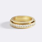 Fioré | Spinner Ring for Women - Silver Crystal Fidget Rotating Band Elegant Fit-Ring-Gold-5-Camoufit